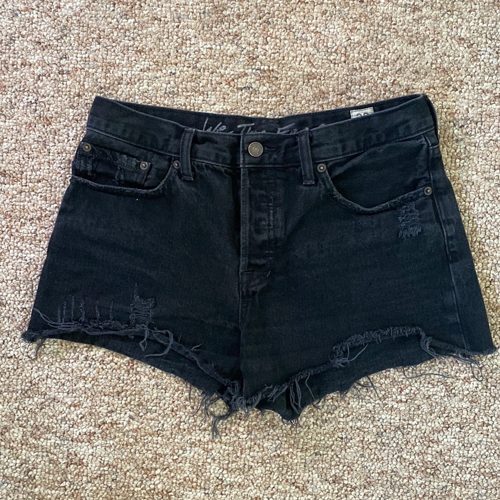 We The Free x Free People black denim jean shorts, size 29